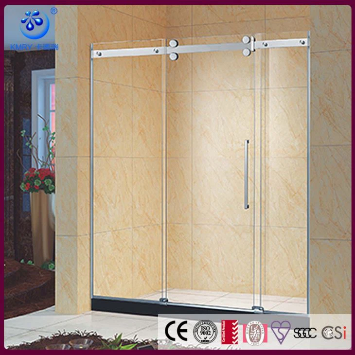 Rammeløs 3 panel skydedør, 60 tommer bredde, 5/16 '' glas, krom finish (KD5306)