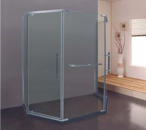 Rammeløs dobbelt hængslet brusedør, 71in. Bredde, 3/8 tommer glas, krom finish (KK8020)