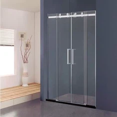 4 panles rammeløse glidende glasbruser døre